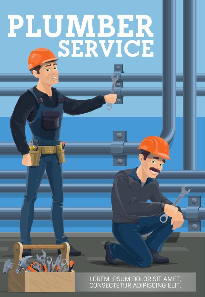 Plumber service, heating pipes replacement vector