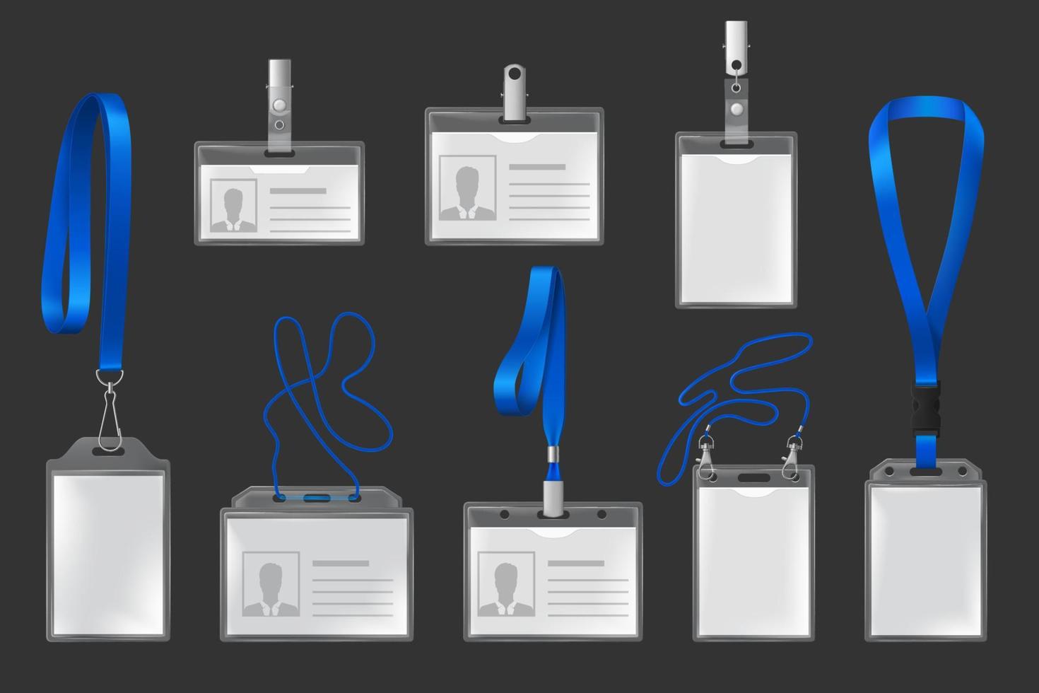 insignias de plástico en cordones y soportes de vectores