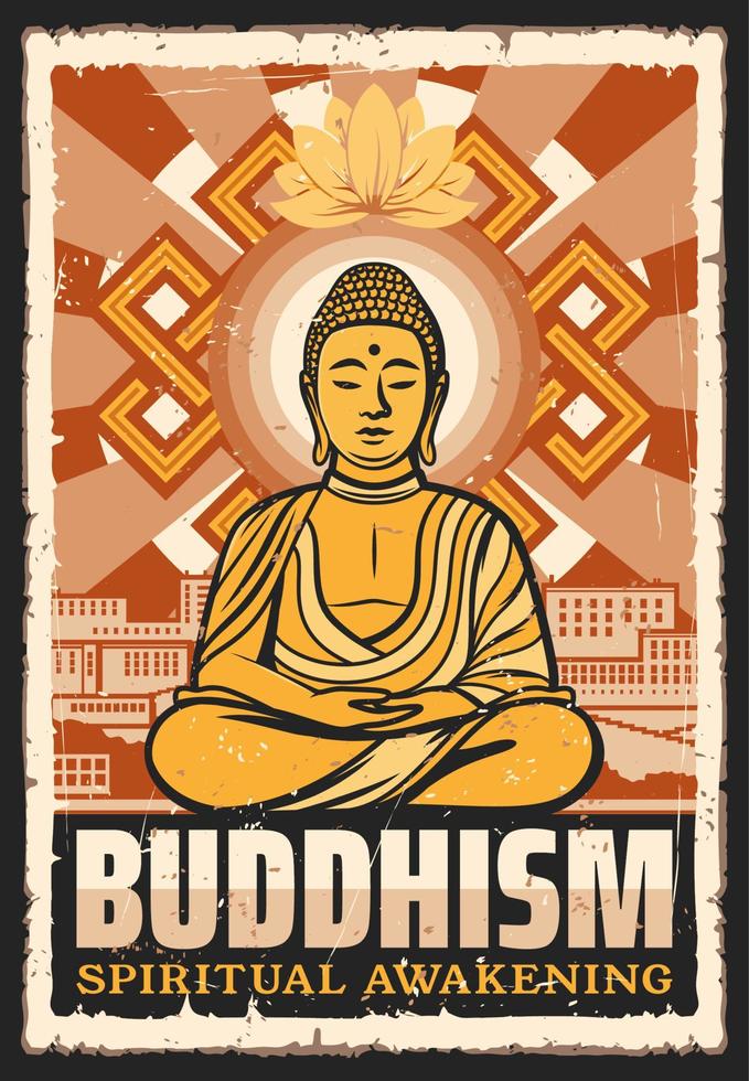 Buddhism meditation and spiritual awakening vector