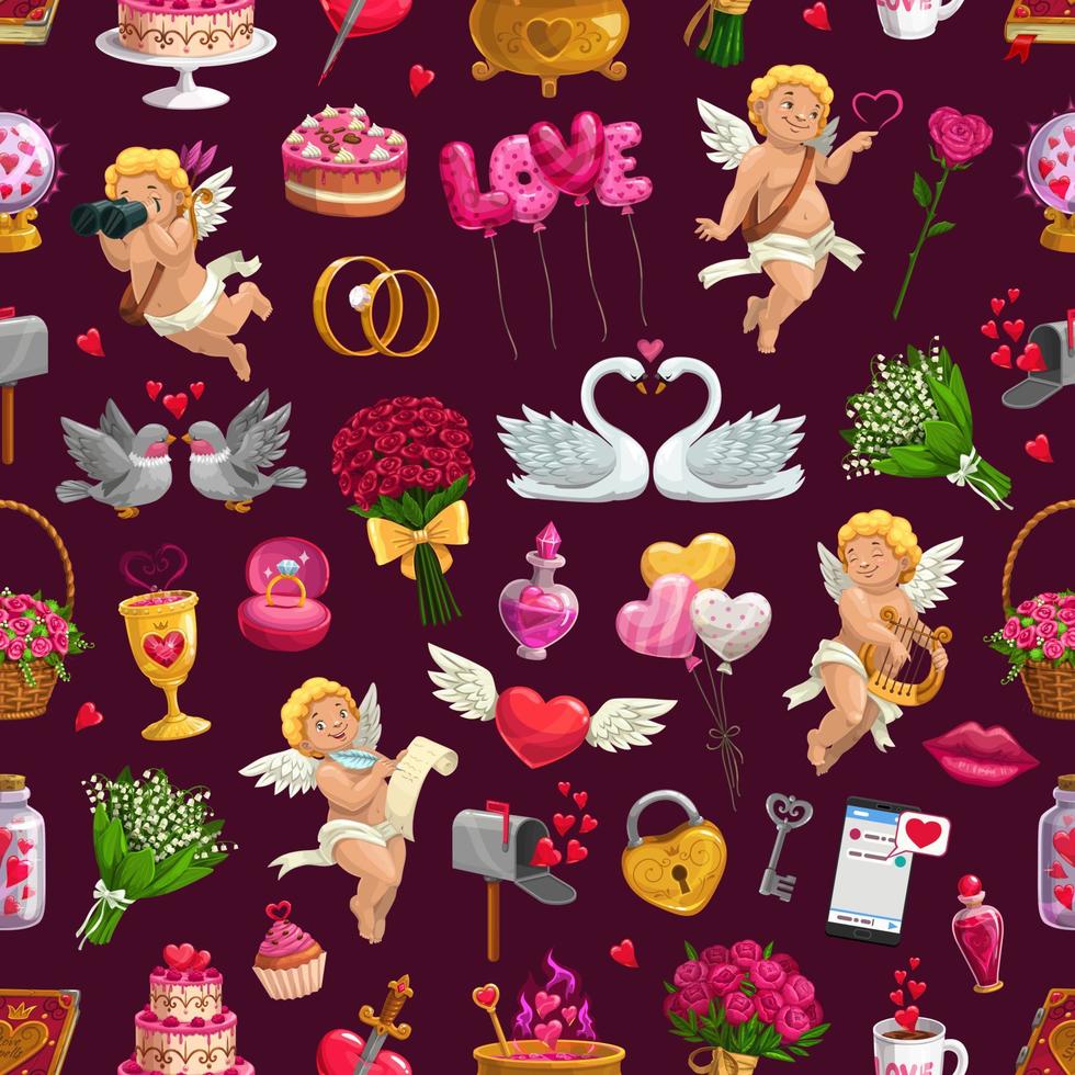 Love symbols seamless pattern, Valentines day vector