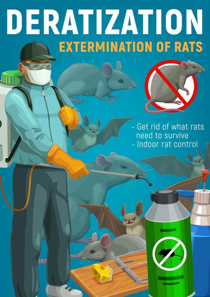 Extermination of rats, mice, bats. Rodent control vector