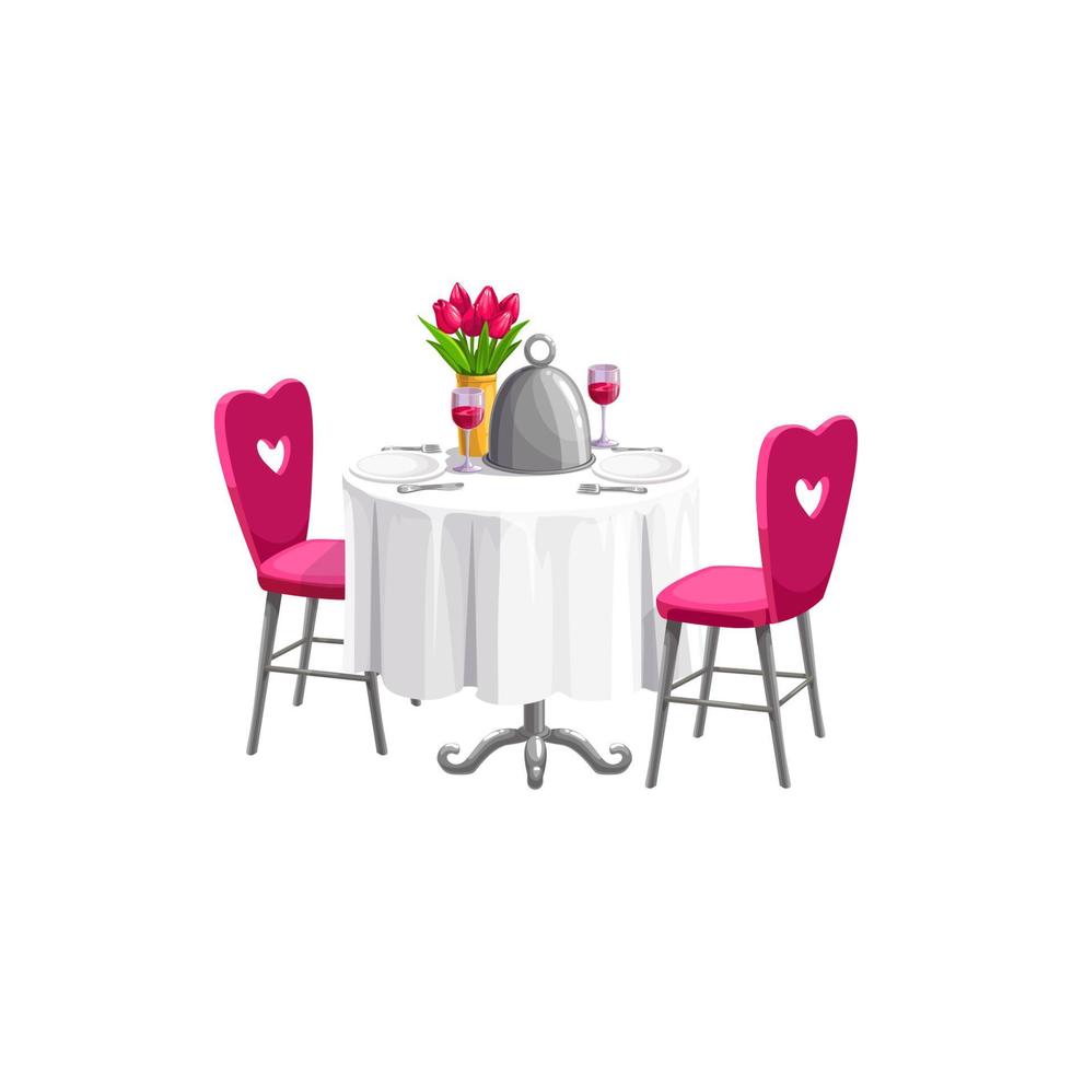 cena del día de san valentín, mesa y sillas vector