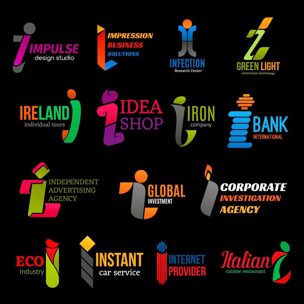 Business corporate identity trend color I icons vector