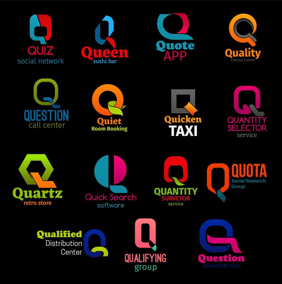 Corporate identity letter Q trendy shape icons vector