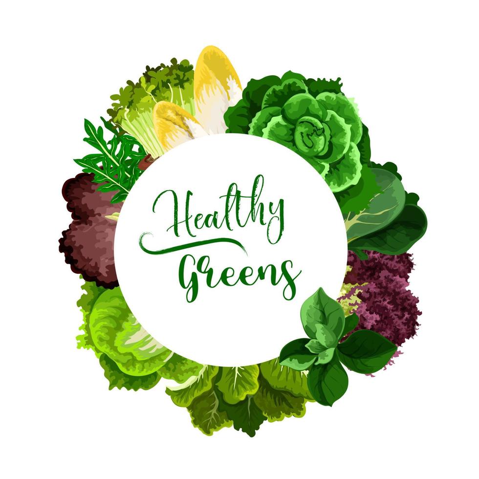 ensaladas y verduras saludables marco redondo vector