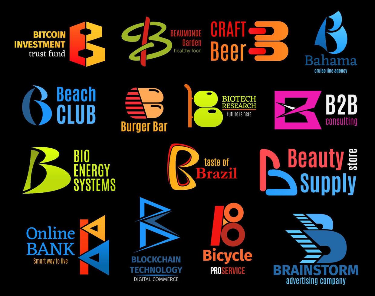 Letter B, business identity icons vector