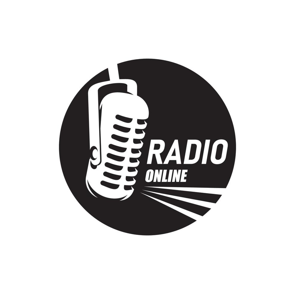 Online radio, live broadcast icon with microphone vector