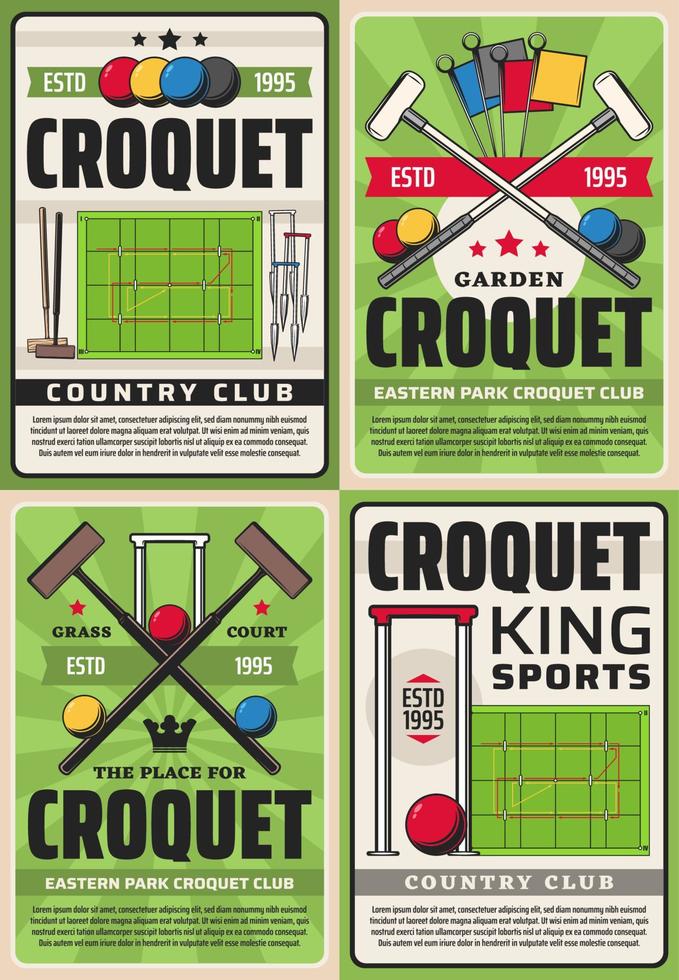 Croquet sport club and league championship vector