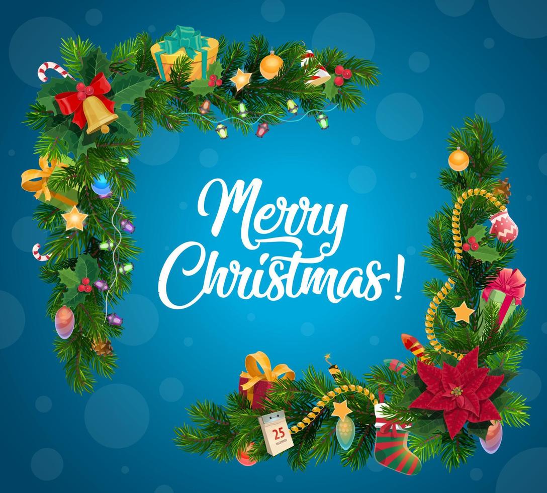 Christmas tree and gifts garland corner border 16539728 Vector Art at Vecteezy