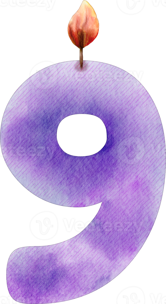 watercolor number 9 candle png