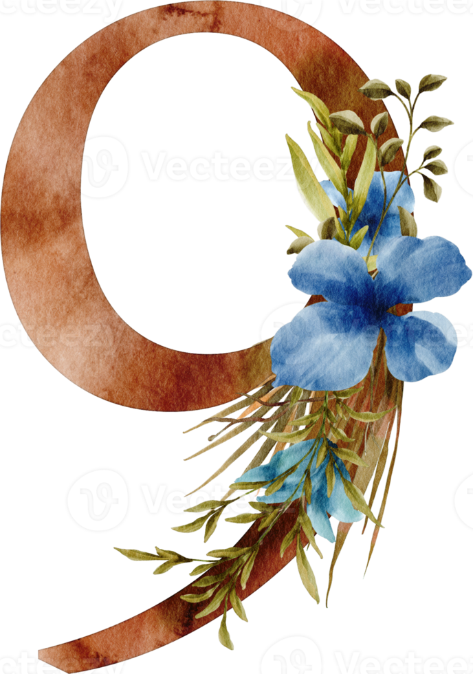 watercolor number nine png