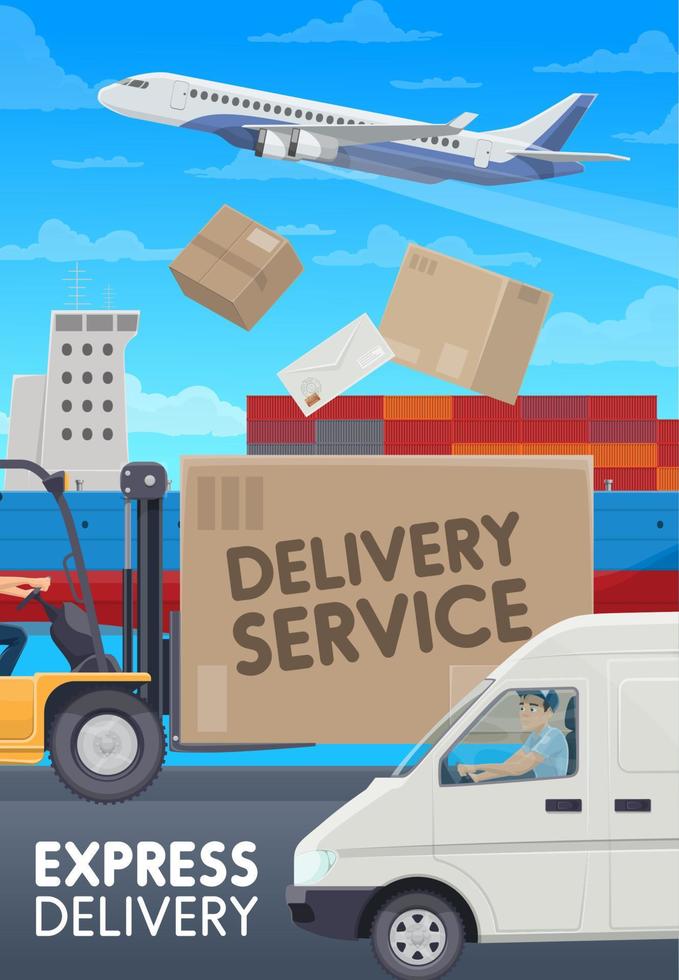 servicio de entrega de correo postal, transporte logístico vector