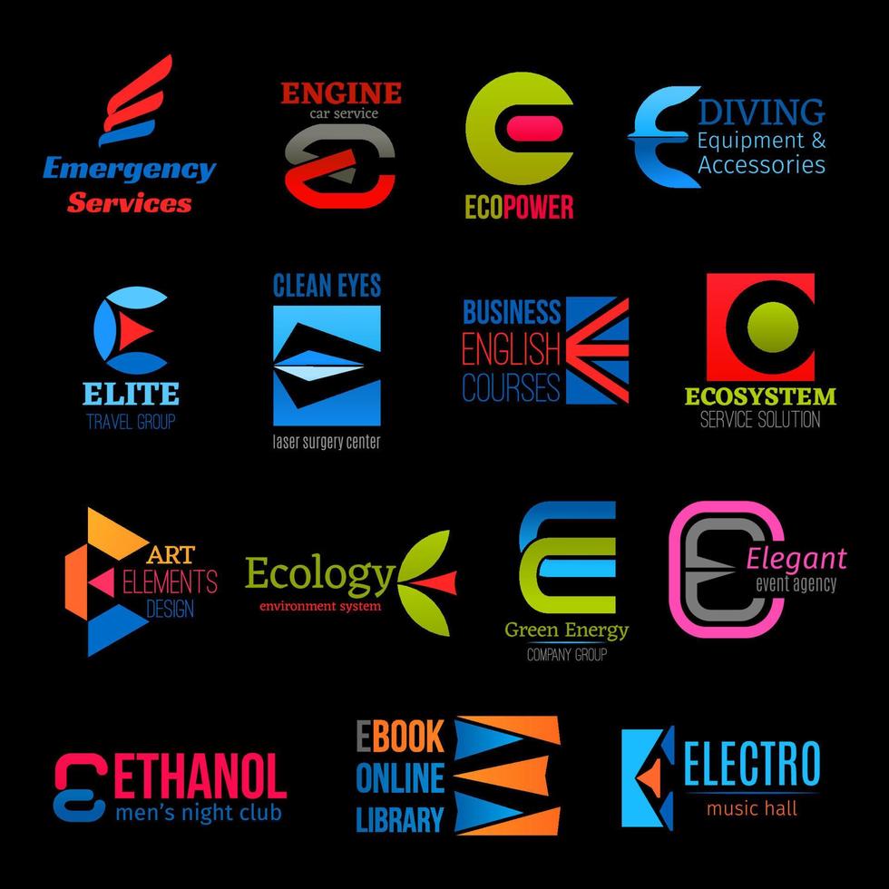 E letter icons modern business and industry design vector