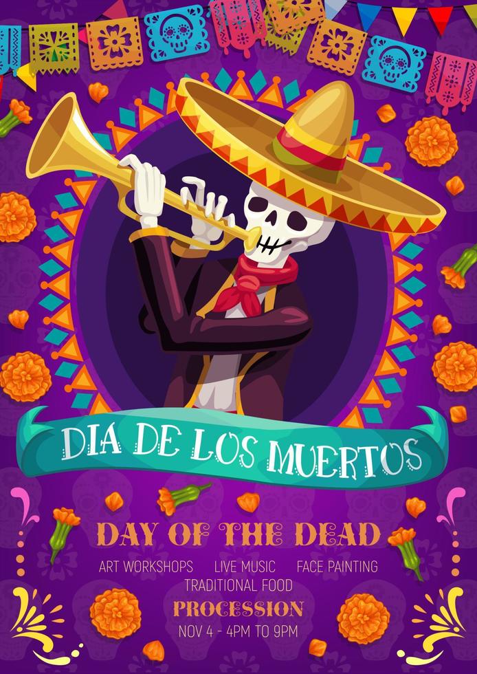 dia de los muertos fiesta mexicana celebración vector