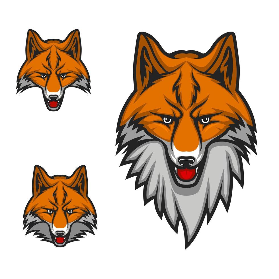 Red fox head muzzle, sport club mascot logo icon vector