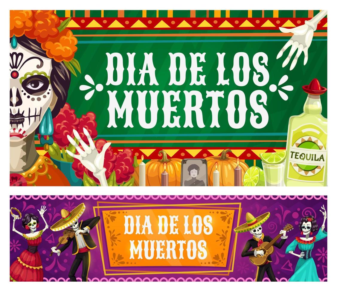 Day of Dead Dia de los Muertos, catrina calavera vector