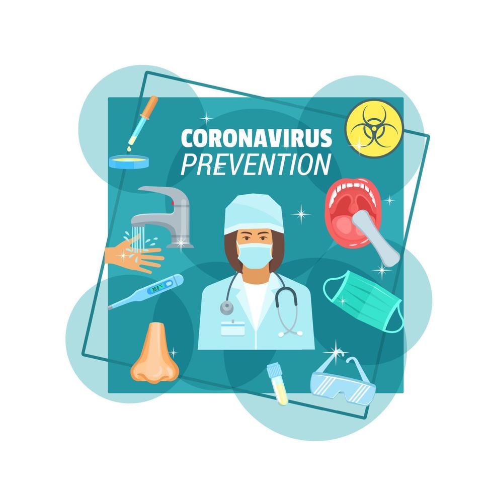 cartel médico de prevención de epidemia de coronavirus vector