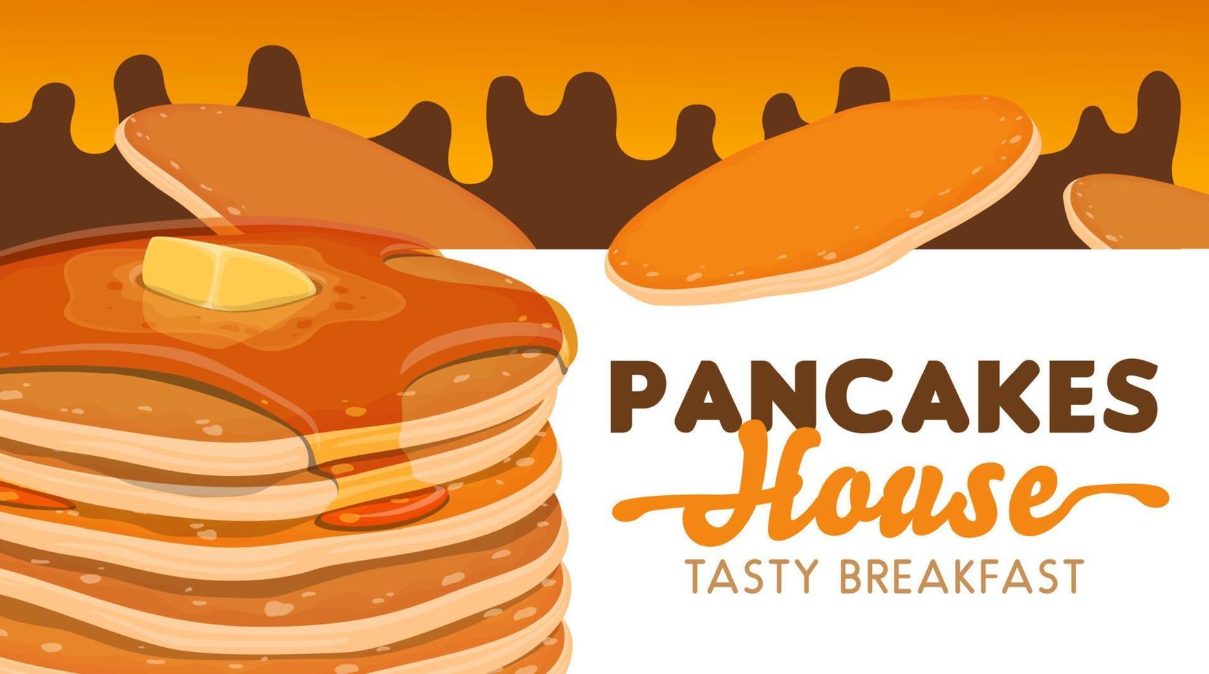 Pancakes with butter, honey and maple syrup vector