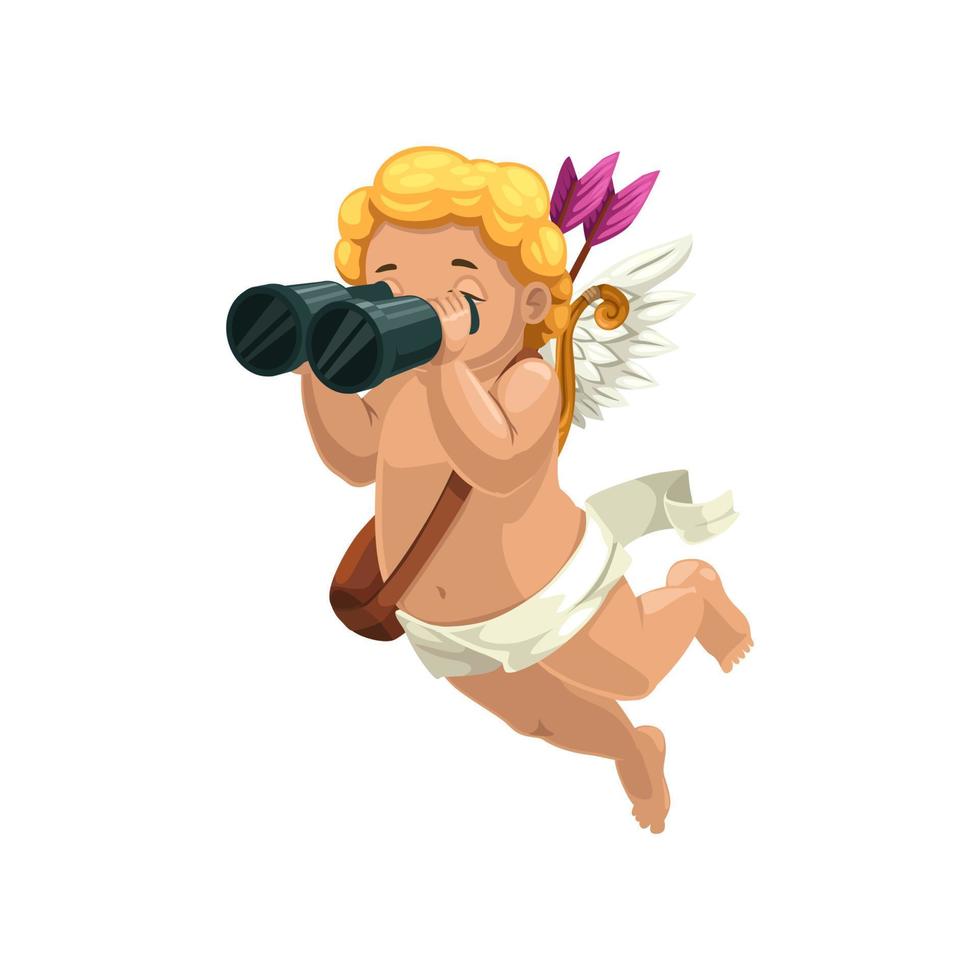 Eros winged god, isolated Amur or Cupid vector