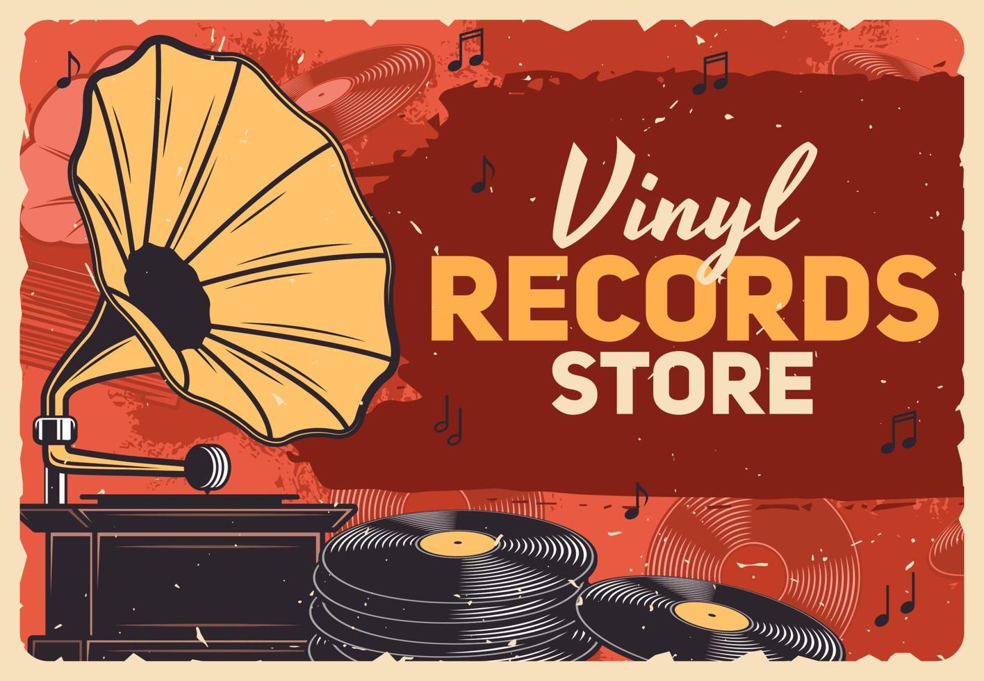 Music store, gramophone vinyl records vector
