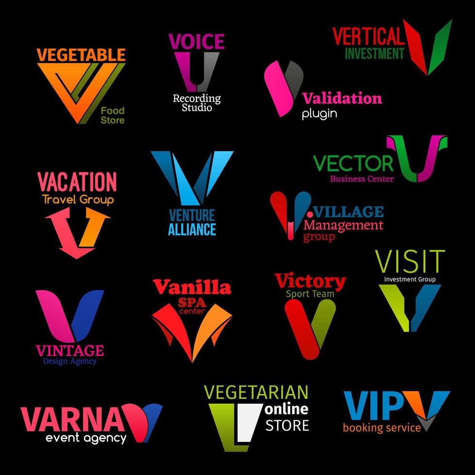 Corporate identity, letter V company symbols vector