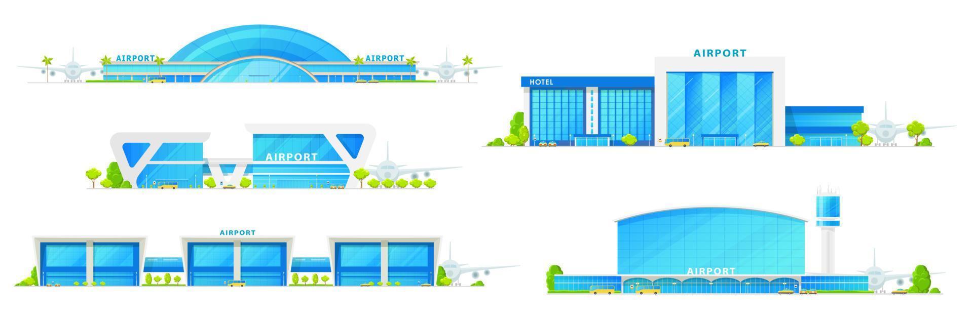 Modern airport, passenger terminal buildings vector