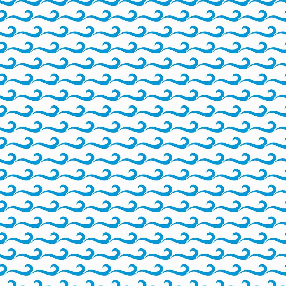 Sea and ocean blue curly waves seamless pattern vector