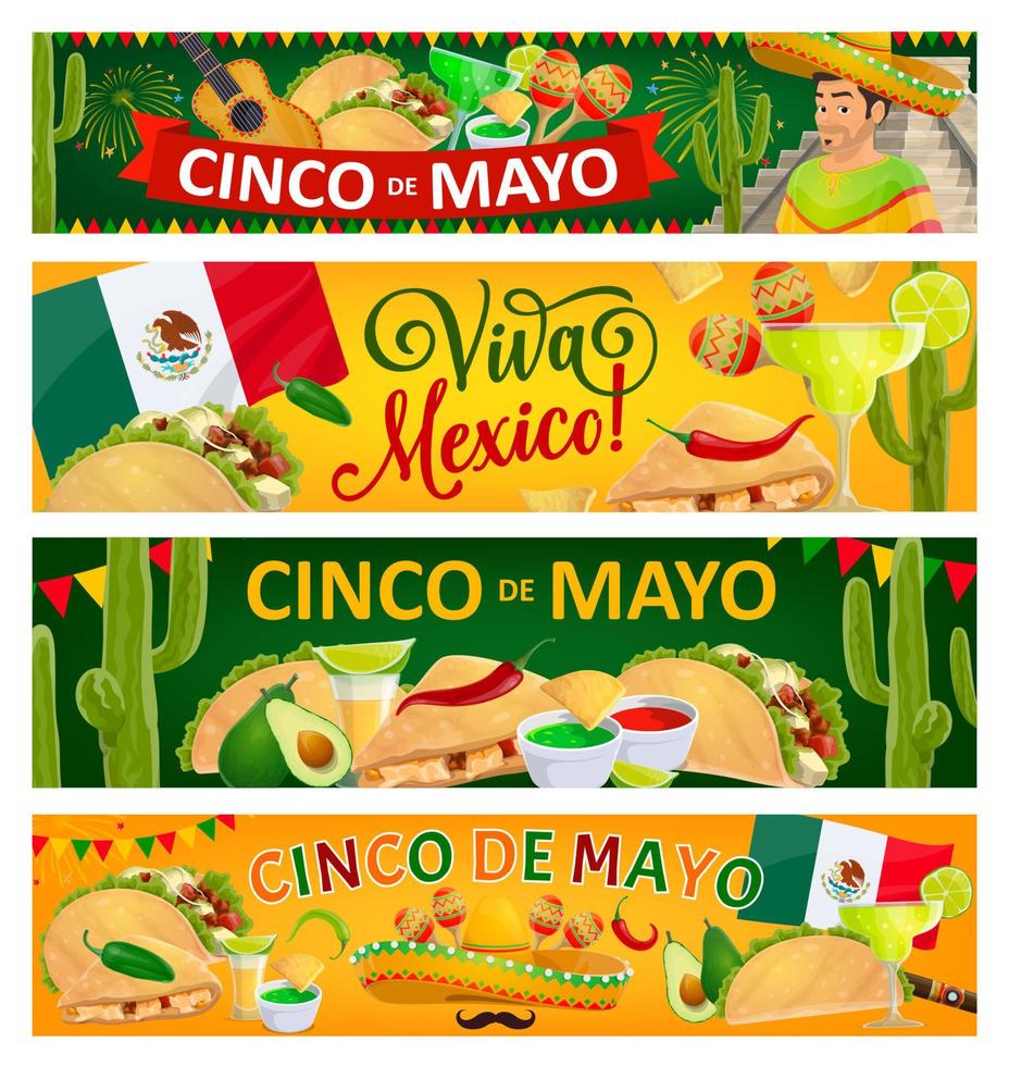 banners de vector de vacaciones de cinco de mayo