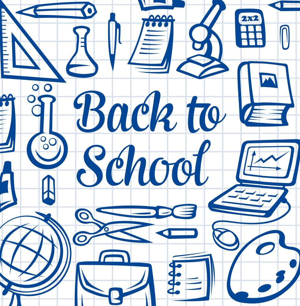 Back to School, student study education supplies vector