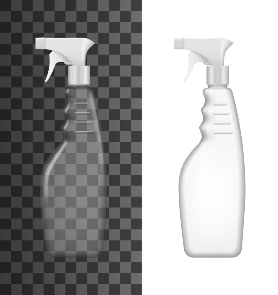 Spray bottles of white and clear plastic vector