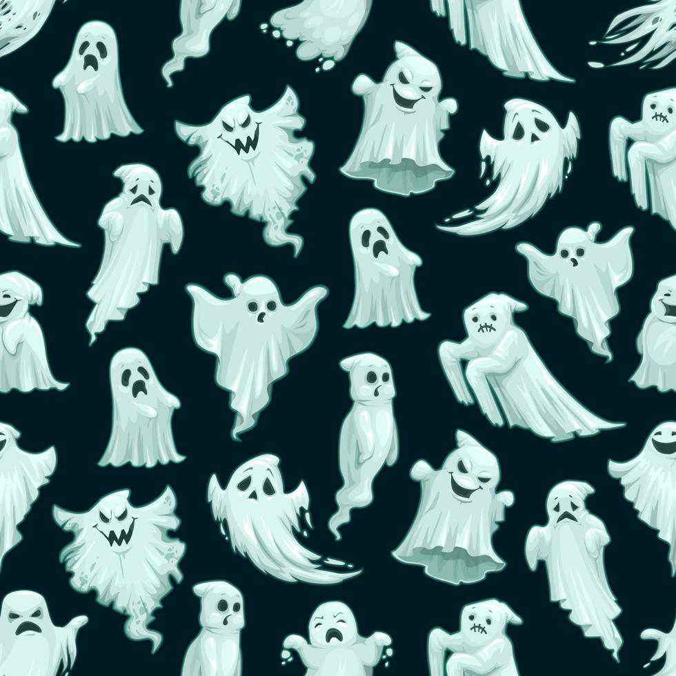 Halloween ghost pattern, cartoon seamless monsters 16539996 Vector Art ...