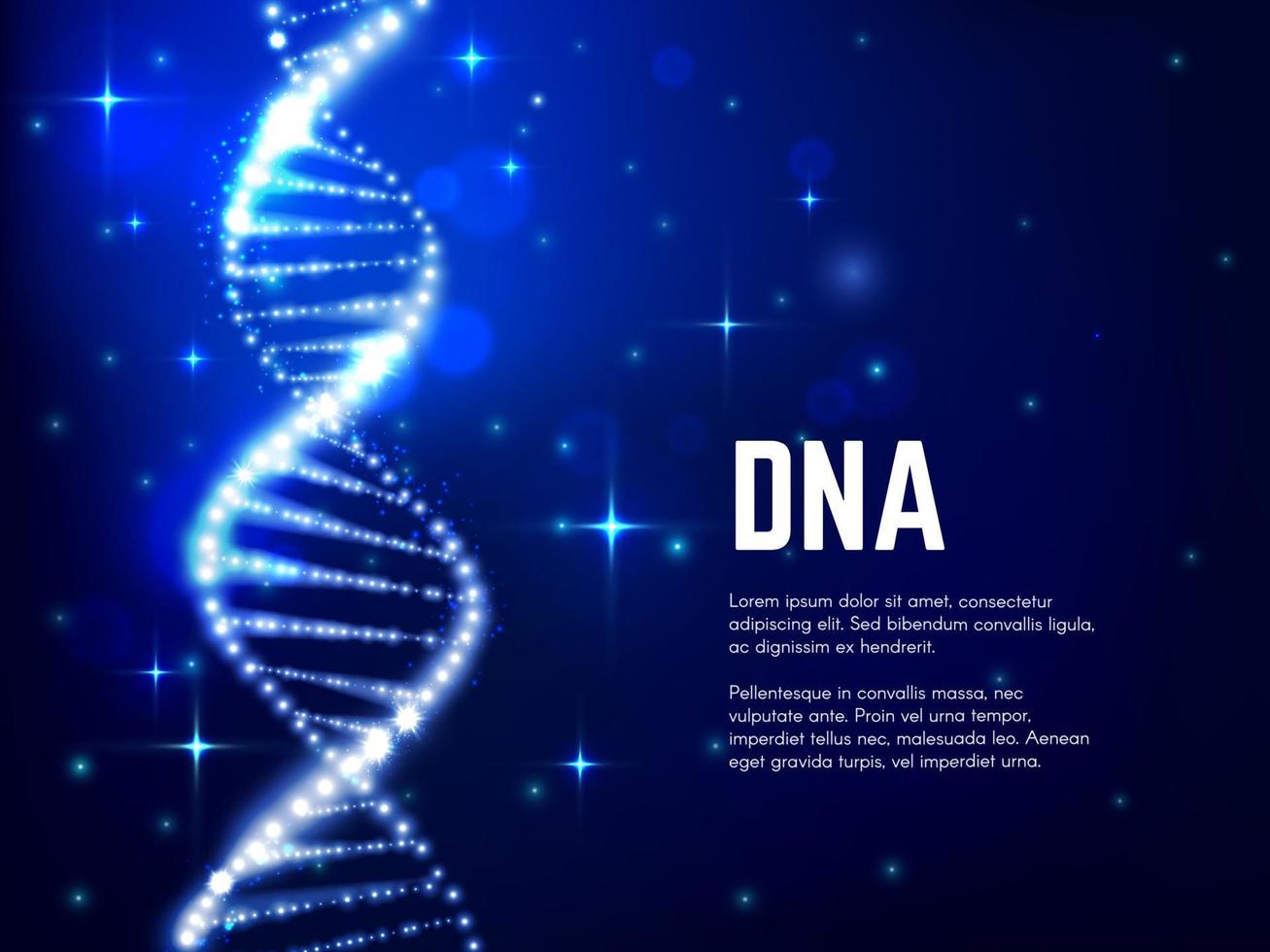 Glowing DNA helix. Genetics science and medicine vector