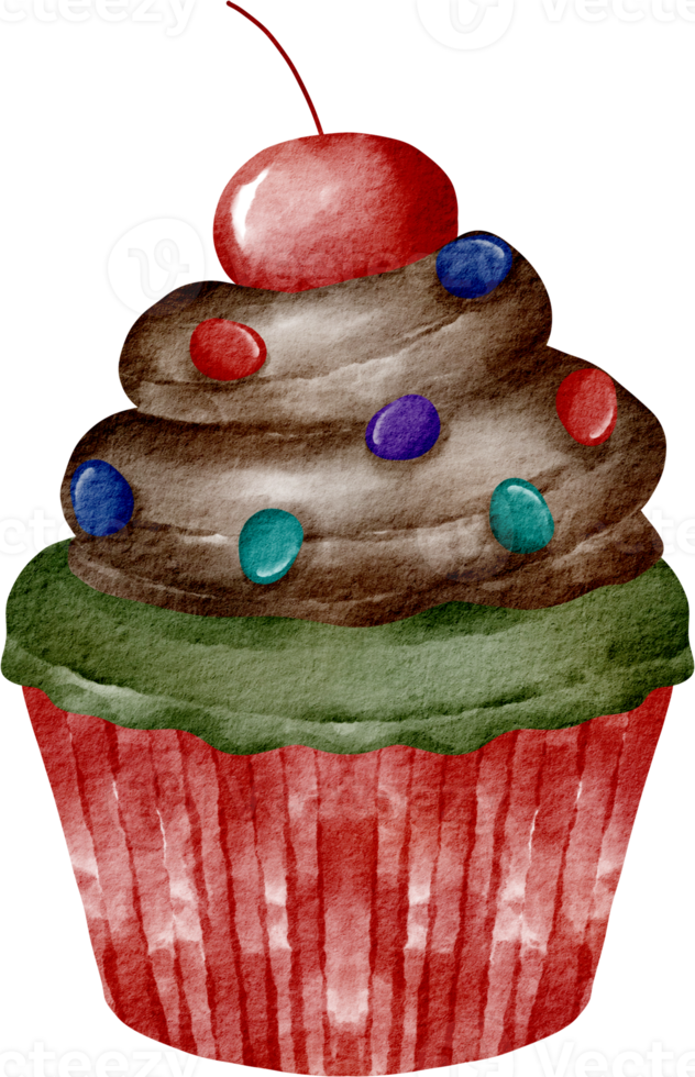 cupcake de chocolate acuarela png