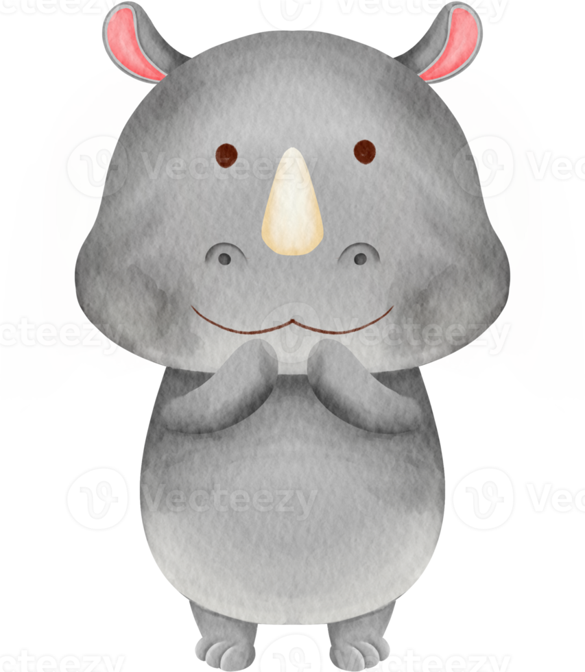 acquerello rinoceronte cartone animato png