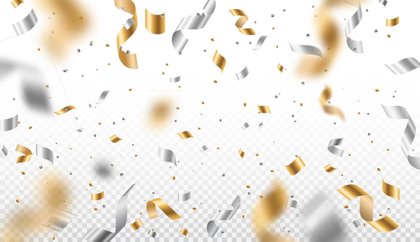 Falling confetti, tinsel and ribbons background vector