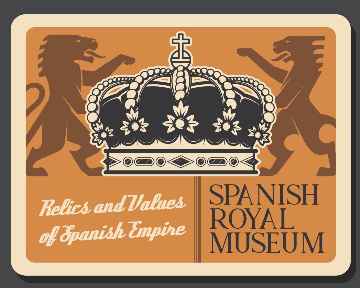 Museum of Spain, crown standing lions vector