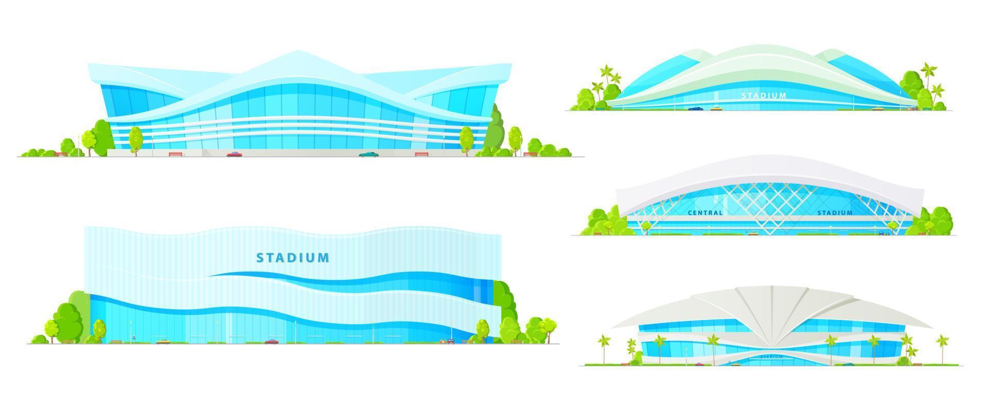 Stadium, sport arena and ice hockey rink buildings vector
