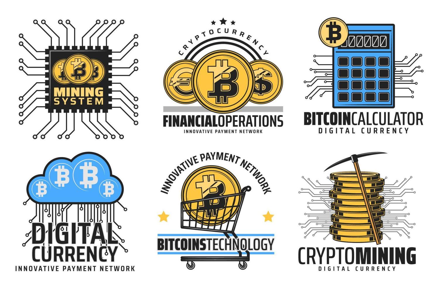 tecnología blockchain de minería de criptomonedas vector