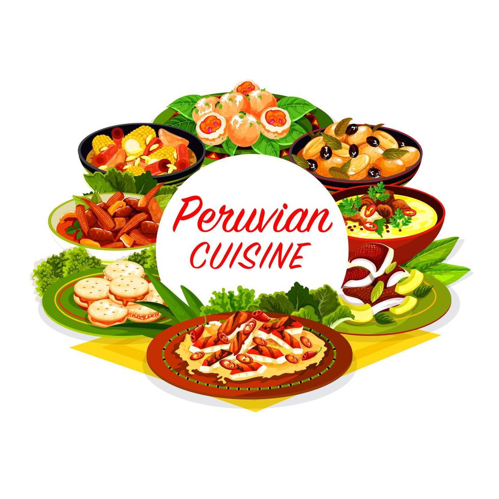 Peruvian fish ceviche, meat vegetable salad icon vector