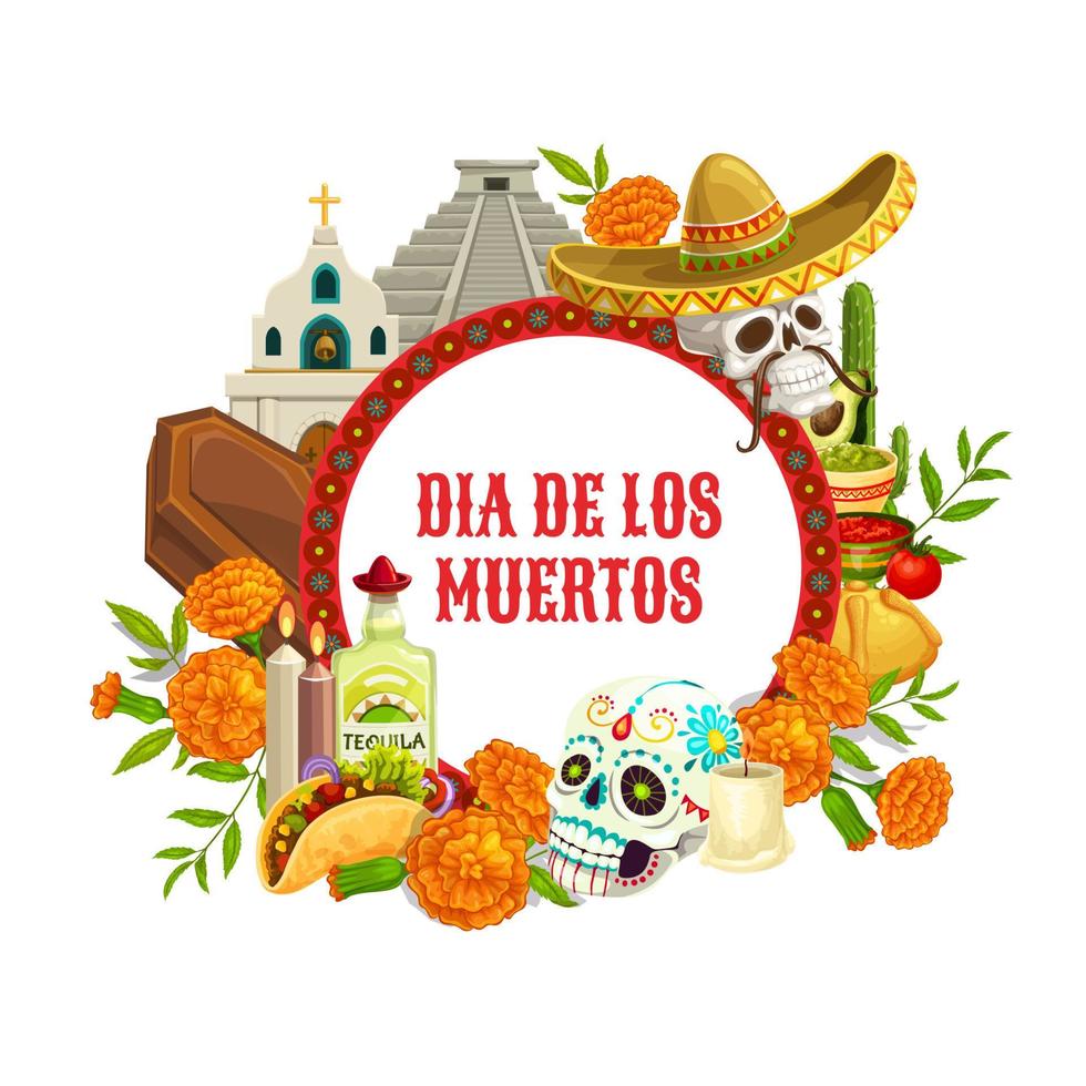 Dia de los Muertos Mexican traditional fiesta vector