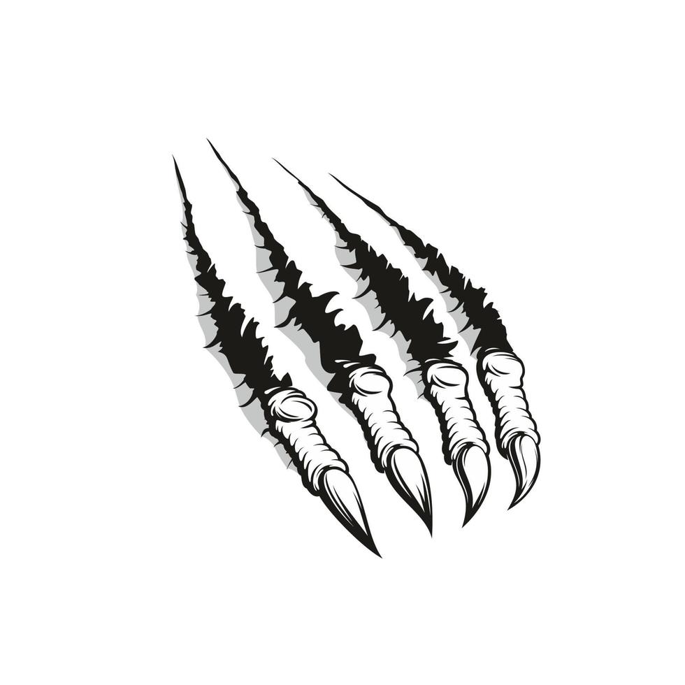 Claw ripping through background, tattoo design vector