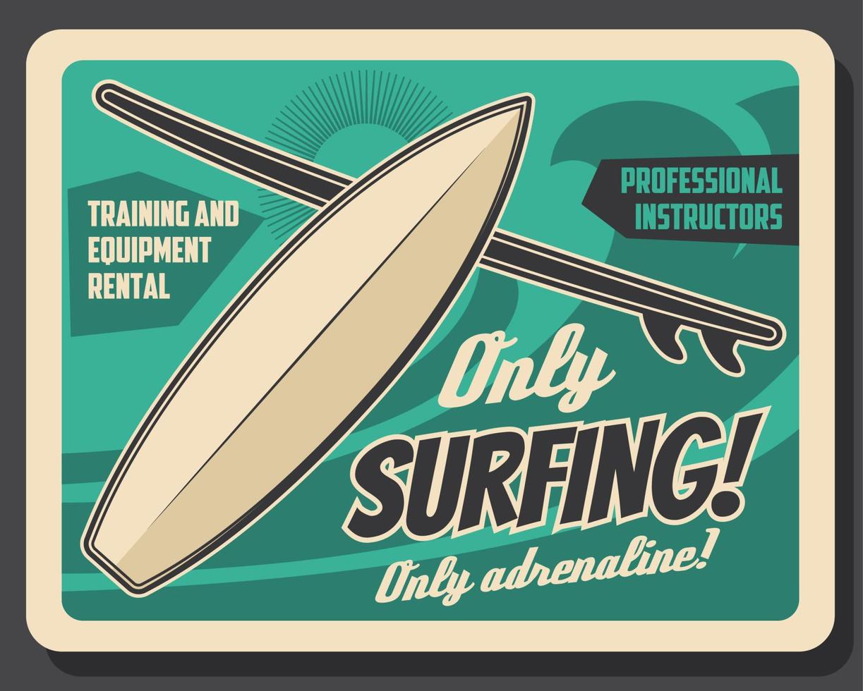 Ocean surfing club, surf board ans wave vector