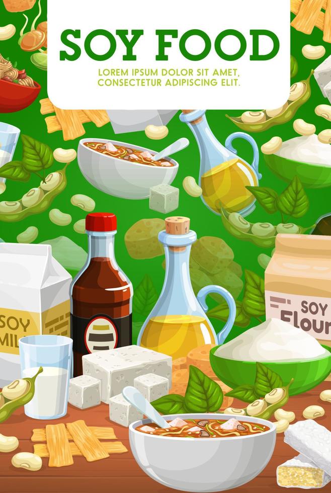 alimentos de soja y productos de soja, vector