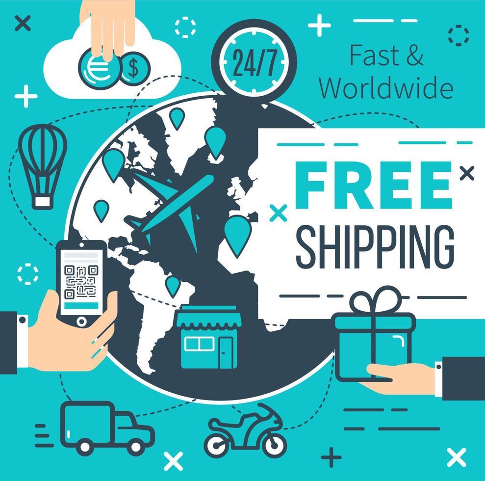 Free shipping delivery vector poster 16540414 Vector Art at Vecteezy