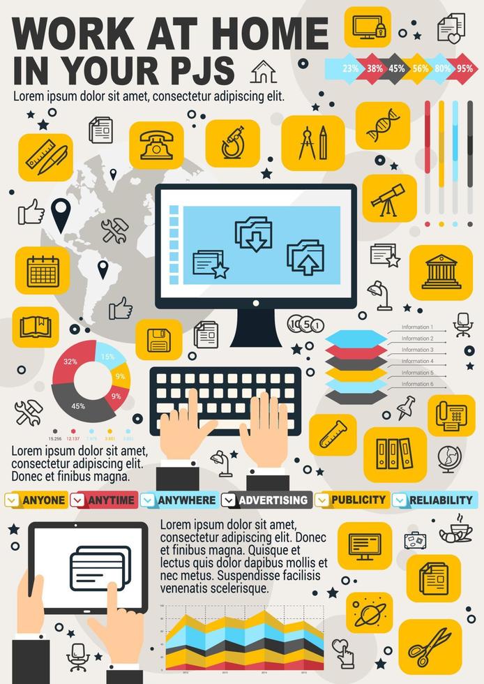 Freelance work home and internet business vector
