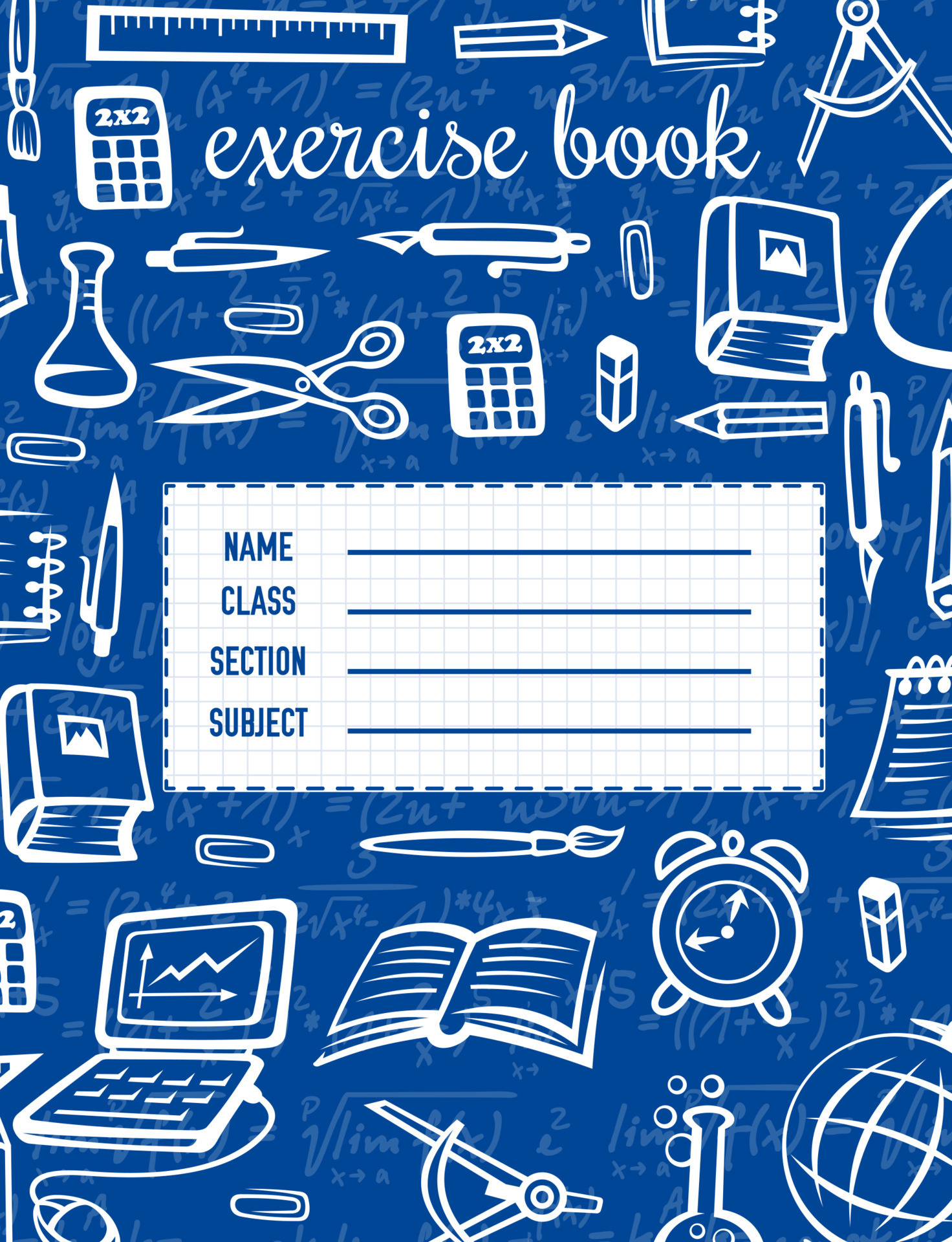 Notebook cover template with school supplies 16540432 Vector Art at