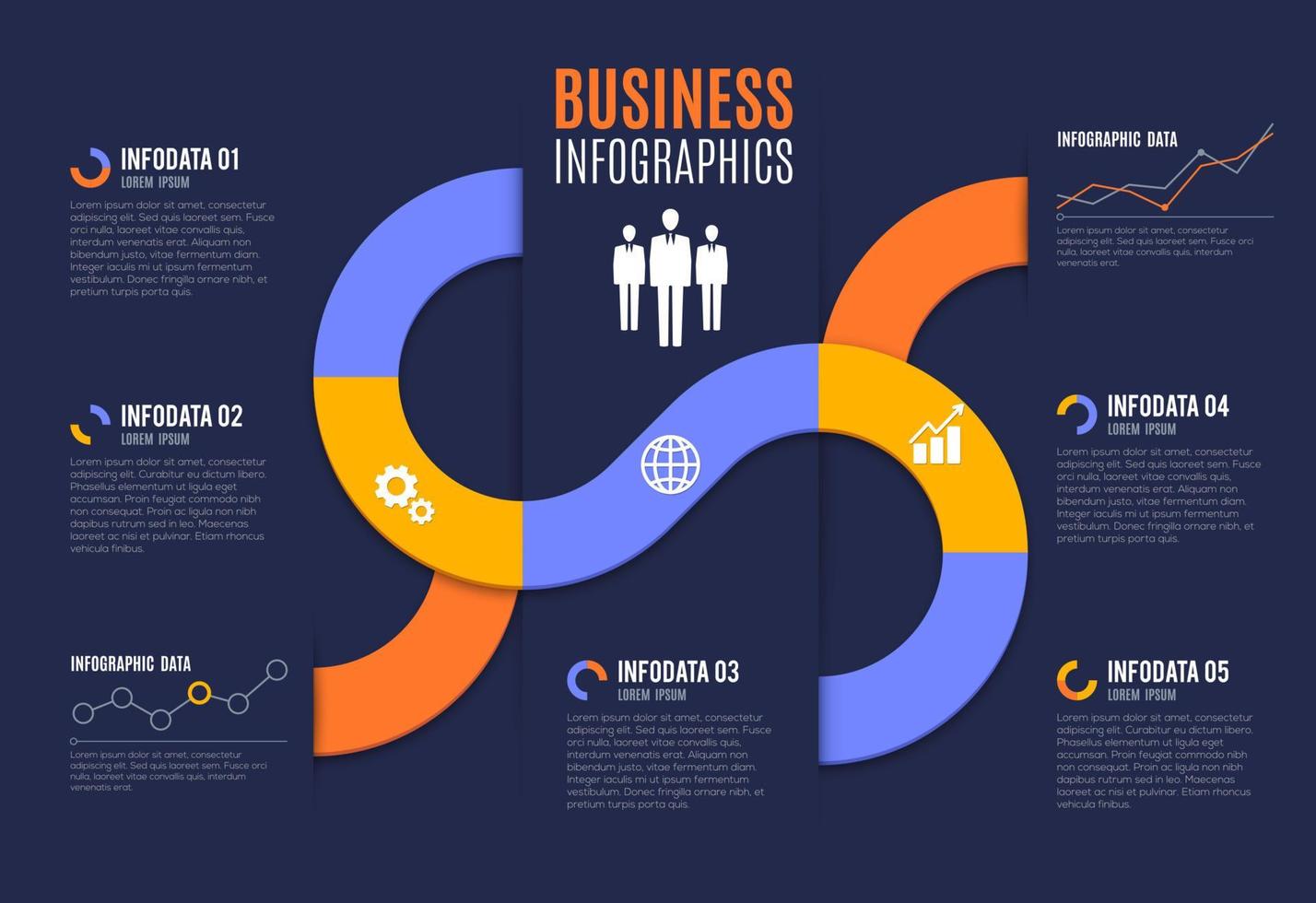 infografías de negocios con tablas y gráficos vector