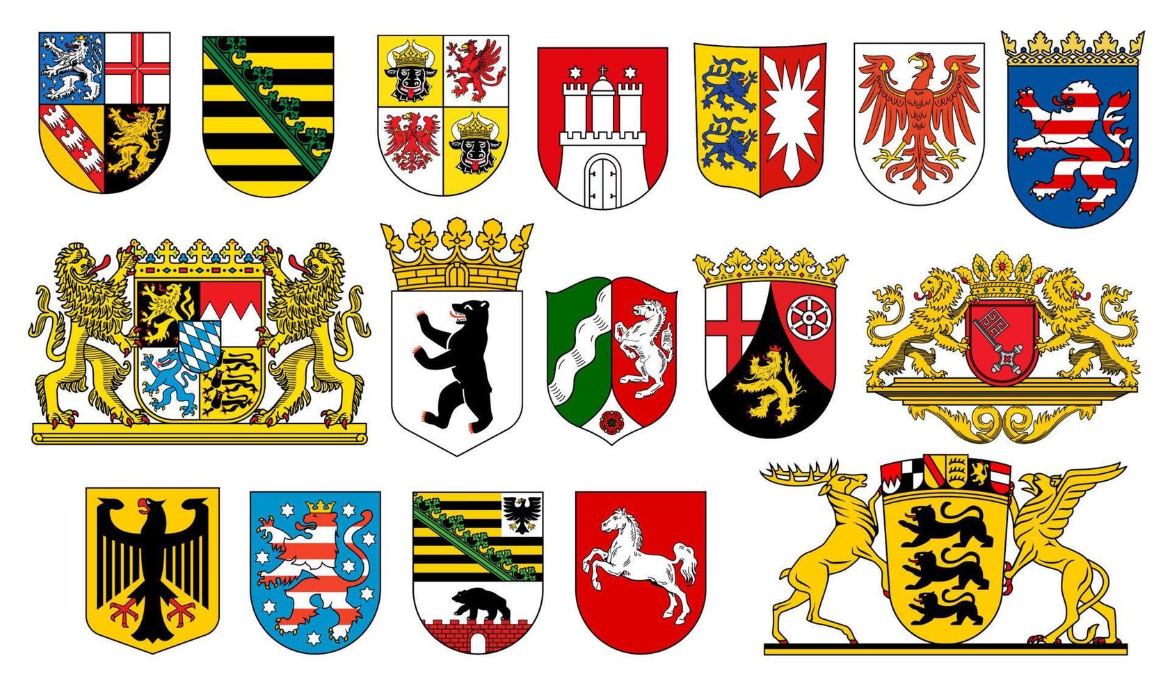 Germany regions coat of arms set 16540460 Vector Art at Vecteezy