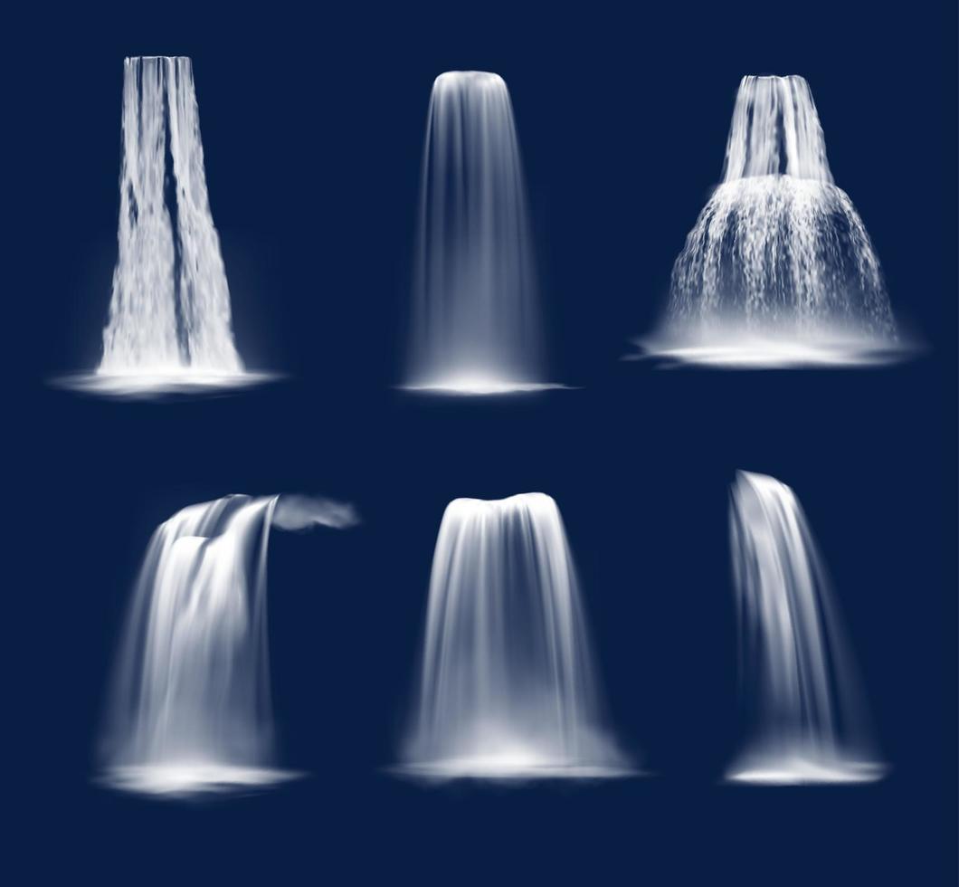 Realistic waterfalls or water fall cascades vector