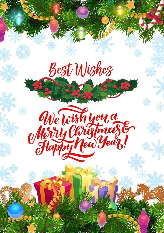 Christmas ornaments, New Year wish decorations vector